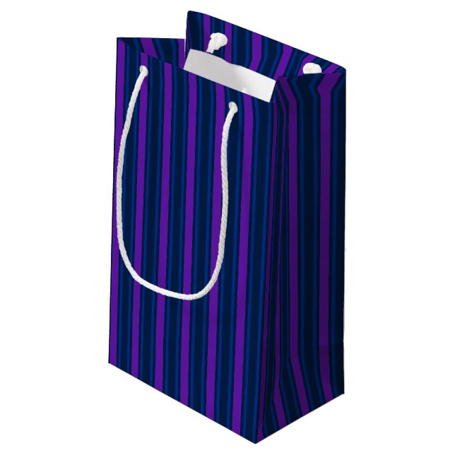 Petit Sac Cadeau Bleu et violet bonbons rayés (Dos Angle)