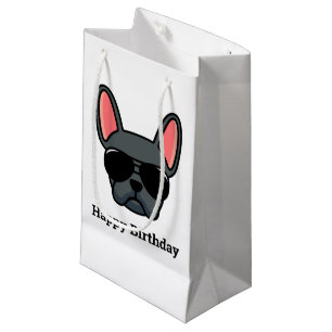 Petit sac cadeau bleu Français Bulldog visage