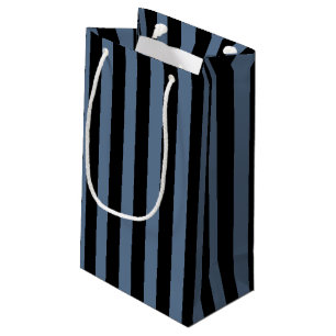 Petit Sac Cadeau Bleu gris et noir rayures