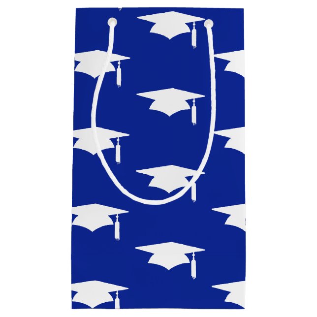 Petit Sac Cadeau Bleu Motif - Graduation (Devant)