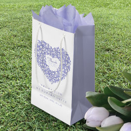 Petit Sac Cadeau Bleu très peri coeur tulipe merci mariage faveur