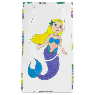 Petit Sac Cadeau Blonde natation Sirène fille bulles Océan mer