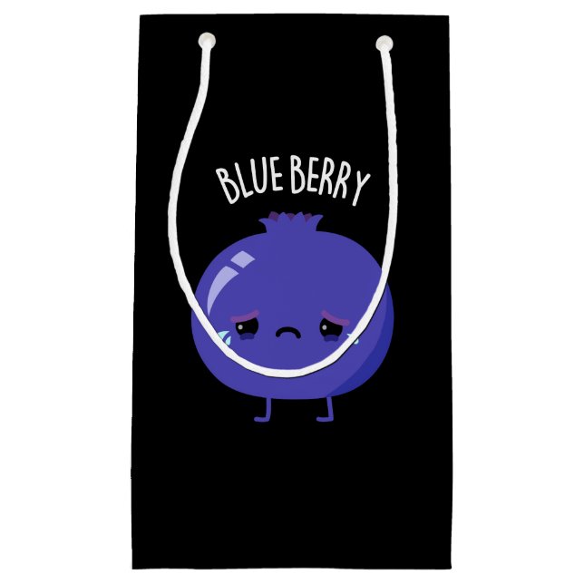 Petit Sac Cadeau Blue Berry Funny Blueberry Pun Dark BG (Devant)