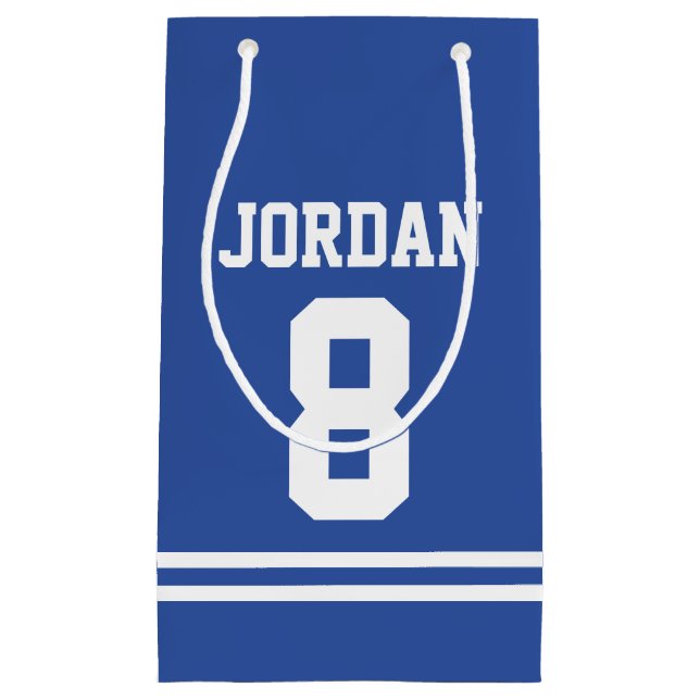 Petit Sac Cadeau Blue Football Jersey - Sports Thème Anniversaire (Devant)