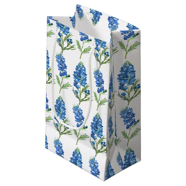 Petit Sac Cadeau Bluebonnets Texas Blue Flowers Aquarelle (Devant Angle)