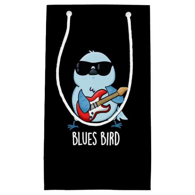 Petit Sac Cadeau Blues Bird Funny Bluebird Pun Dark BG (Devant)