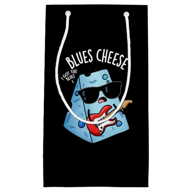 Petit Sac Cadeau Blues Fromage drôle Nourriture Pun Dark BG (Devant)