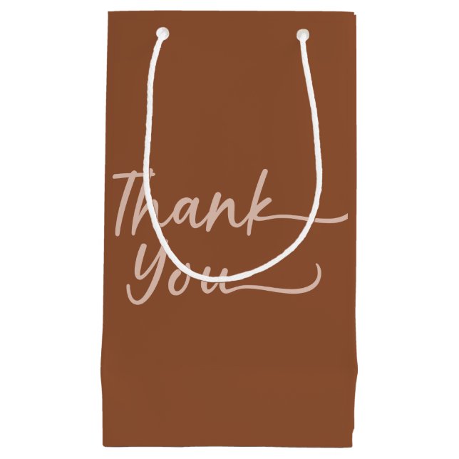Petit Sac Cadeau Boho Été Brown Terracotta Merci branché Favo (Devant)