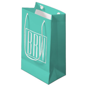 Petit Sac Cadeau Bold Modern   White on aqua