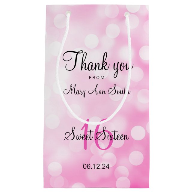 Petit Sac Cadeau Bonbon élégant 16 lumières roses de parties (Devant)