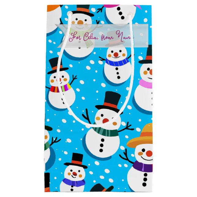 Petit Sac Cadeau bonhommes de neige (Devant)