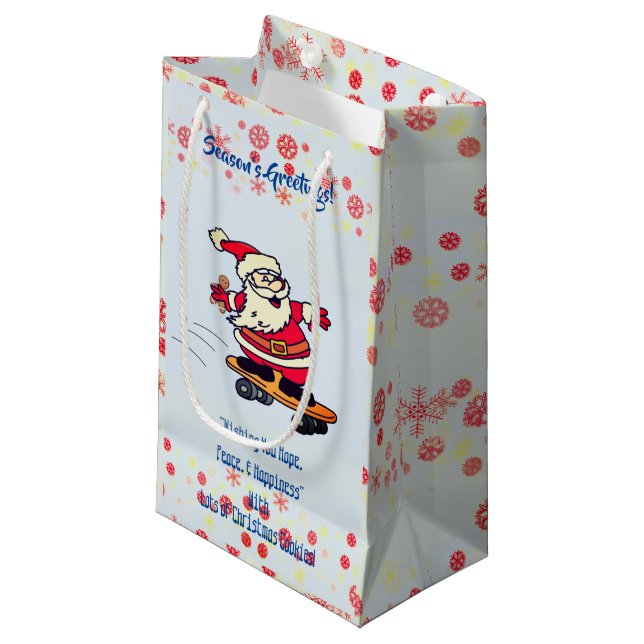 Petit Sac Cadeau Bonnes Fêtes Père Noël (Devant Angle)