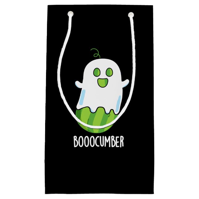 Petit Sac Cadeau Booocumber Funny Ghost Cucumber Pun Dark BG (Devant)