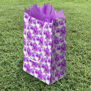 Petit Sac Cadeau Bougainvillea fleurs violet motif