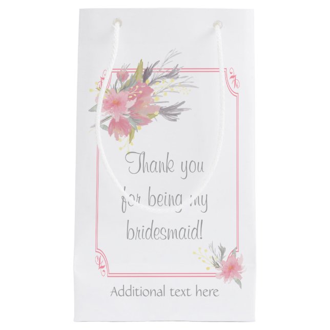 Petit Sac Cadeau Bouquet d'aquarelle Floral Bridesmaid Mariage cade (Devant)