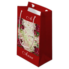 Petit Sac Cadeau Bourgogne Rouge Rustique Rose Élégant Pays