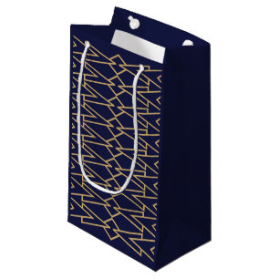 Petit Sac Cadeau Bowties bleues et dorées