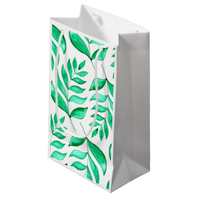 Petit Sac Cadeau Branches d'aquarelle simples - vert (Devant Angle)