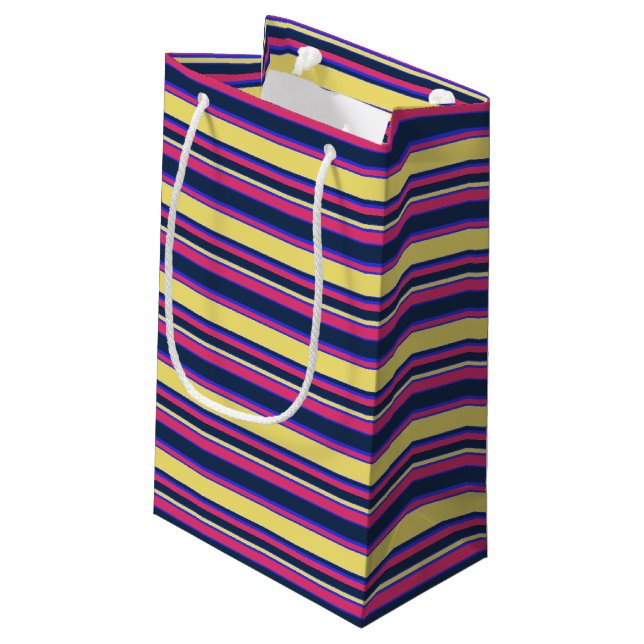 Petit Sac Cadeau Brayures rose, jaune et bleue (Dos Angle)