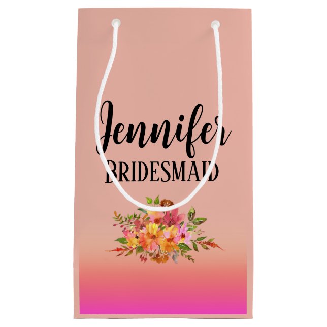 Petit Sac Cadeau Bridesmaid | Floral moderne personnalisé (Devant)