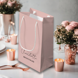 Petit Sac Cadeau Bridesmaid Mini-Script Rose Gold