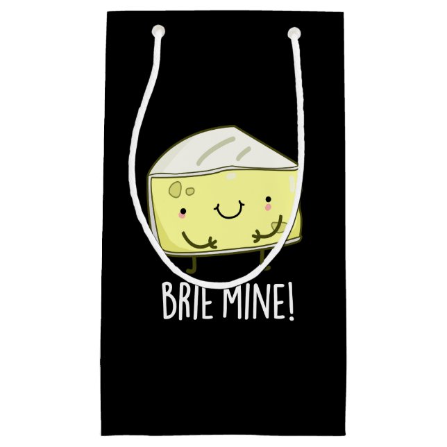 Petit Sac Cadeau Brie Mine Funny Cheese Pun Dark BG (Devant)