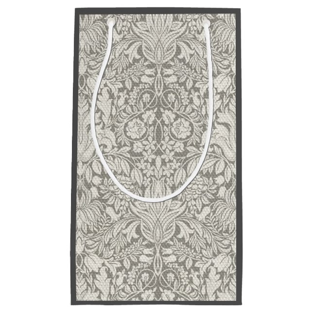 Petit Sac Cadeau brocade en dentelle blanche élégante (Devant)
