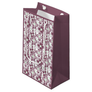 Petit Sac Cadeau brown and white floral pattern