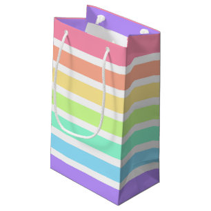 Petit Sac Cadeau Bubblegum arc-en-ciel et bandes blanches