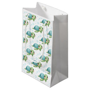 Petit Sac Cadeau Bulles & Nageoires Anniversaire Enfant Tortue