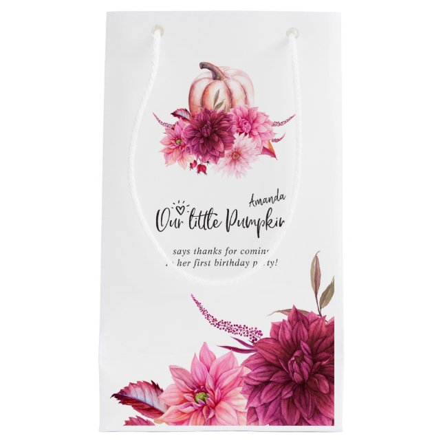Petit Sac Cadeau Burgundy et Blush Automne Automne Citrouille Anniv (Devant)