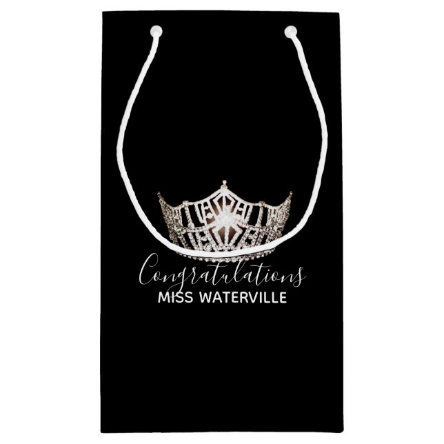 Petit Sac Cadeau Cadeau argenté de couronne de Mlle Amérique (Dos)