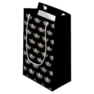 Petit Sac Cadeau Cadeau argenté de couronne de Mlle Amérique