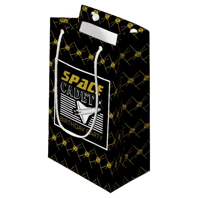 Petit Sac Cadeau Cadet de l'espace, vaisseau spatial, Anniversaire (Devant Angle)