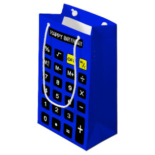 Petit Sac Cadeau Calculateur d'anniversaire bleu