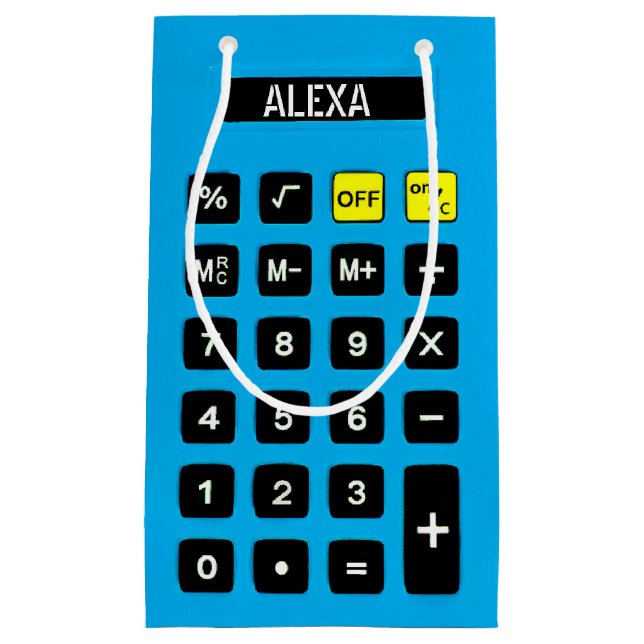 Petit Sac Cadeau Calculatrice Aqua Blue Birthday (Devant)