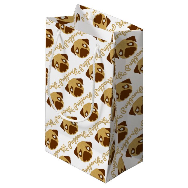 Petit Sac Cadeau Calembour de carlin de Puggerific (Devant Angle)