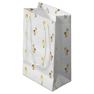Petit Sac Cadeau Canards et jonquilles au printemps