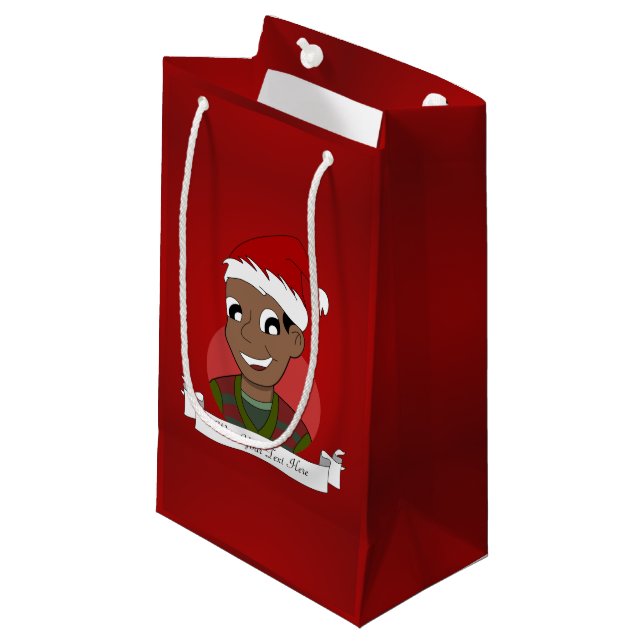 Petit Sac Cadeau Caricature de Noël (Devant Angle)