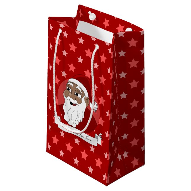 Petit Sac Cadeau Caricature du Père Noël noir (Devant Angle)