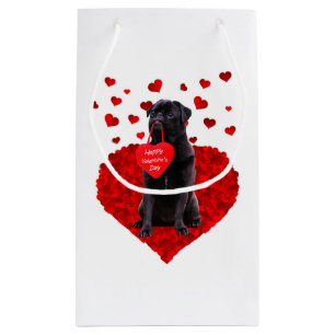 Petit Sac Cadeau Carlin noir mignon souhaitant la heureuse