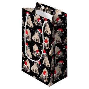 Petit Sac Cadeau Carlins en Santa Hats Motif de Noël