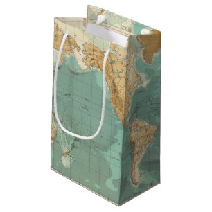 Petit Sac Cadeau Carte bathyorographical du monde