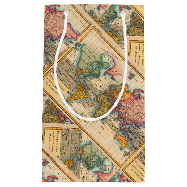 Petit Sac Cadeau Carte du monde 1700s Antique Continents (Devant)