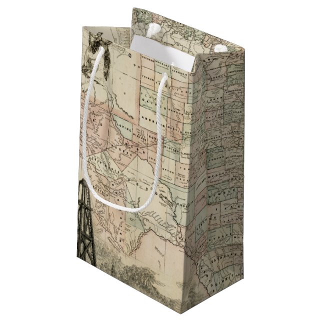 Petit Sac Cadeau Carte du Texas aux frontières du comté (Dos Angle)