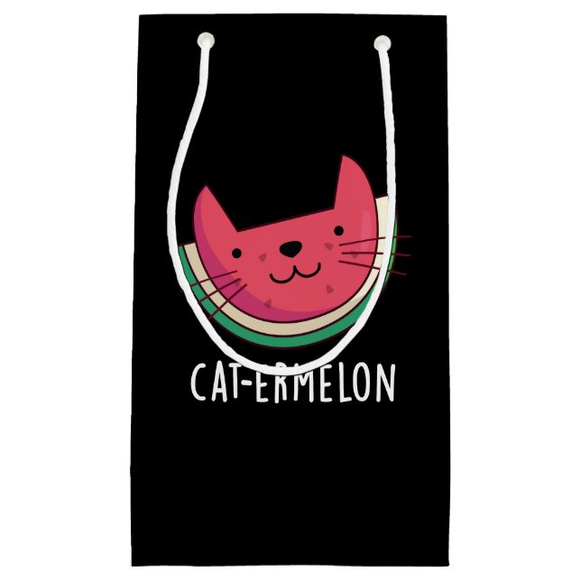 Petit Sac Cadeau Cat-ermelon Funny Cat Watermelon Pun Dark BG (Devant)