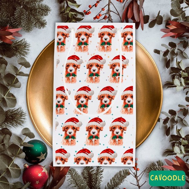 Petit Sac Cadeau Cavoodle Chien race Étoiles de Noël (Créateur téléchargé)