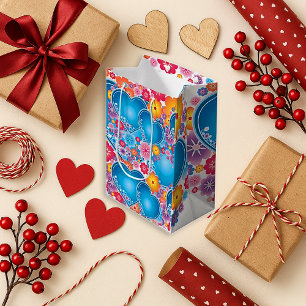 Petit Sac Cadeau Célébration Bleue et Joyeuse du Cœur