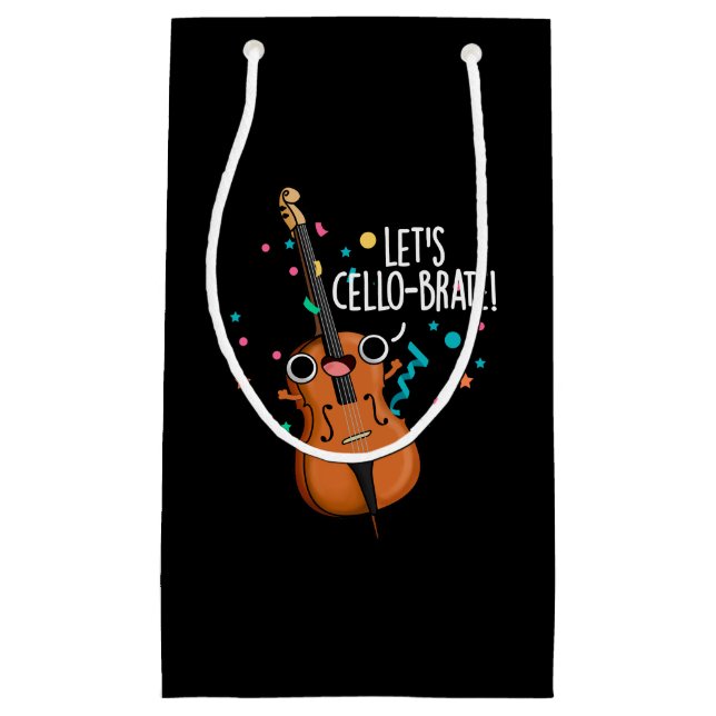 Petit Sac Cadeau Cello-brate Funny Cello Pun Dark BG (Devant)