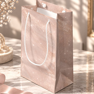 Petit Sac Cadeau Champagne Blush Shimmer Élégant